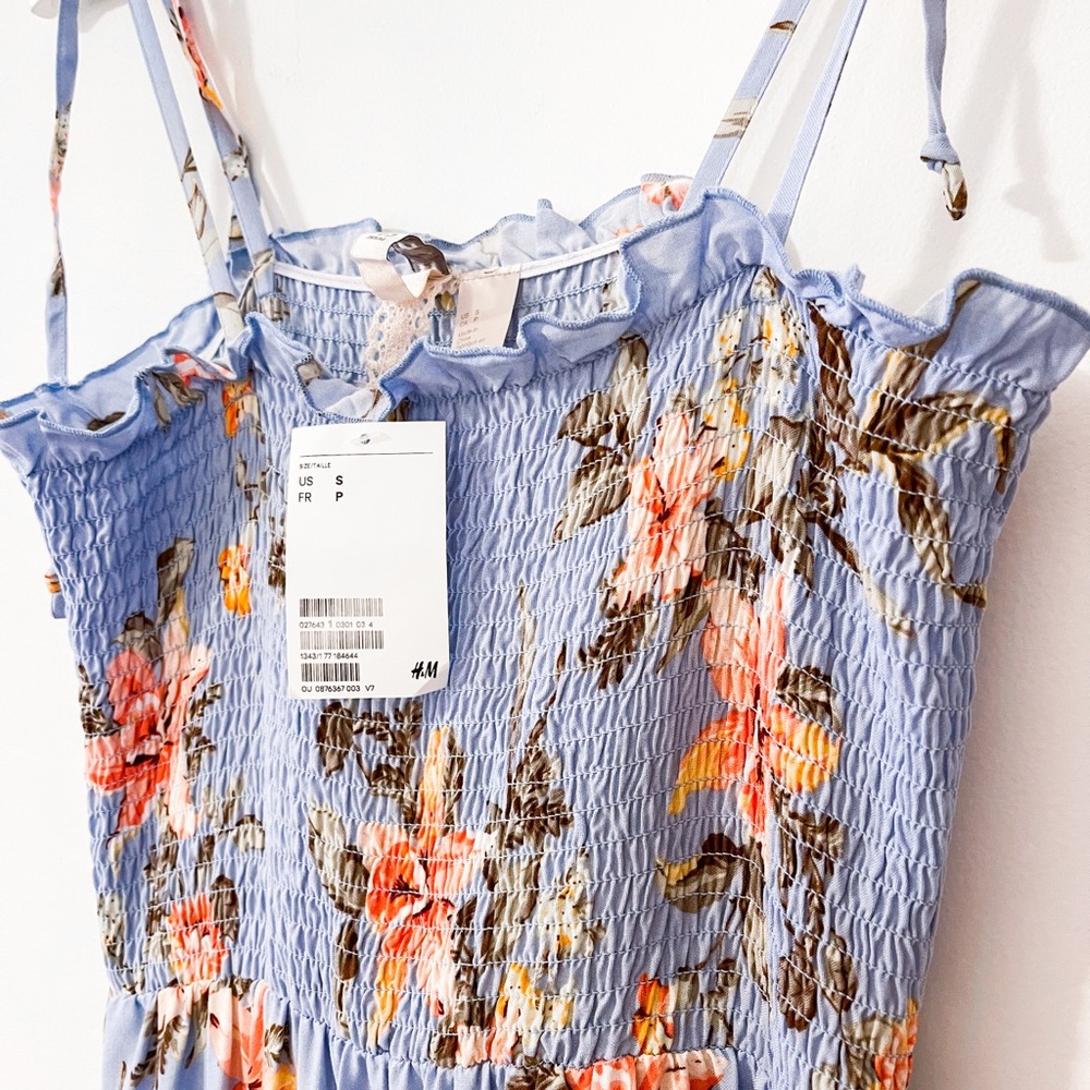 H&M Light Blue Floral Maxi Dress Size S